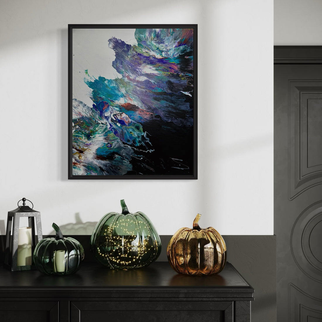 Original acrylic painting titled “Breaking Waves” by Liam “Bowie” Washington inspired by ocean movement and powerful water flow.