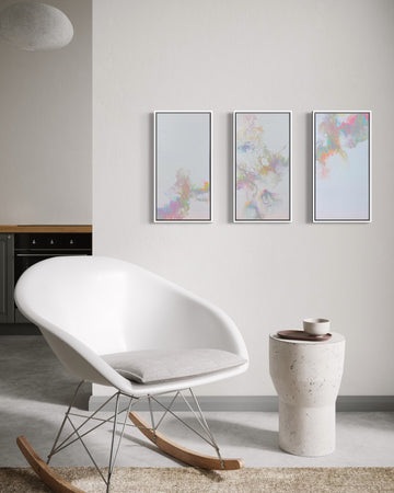 Soft Collision Triptych – 20x30x1 Set of 3 Original Acrylic Paintings by Liam “Bowie” Washington